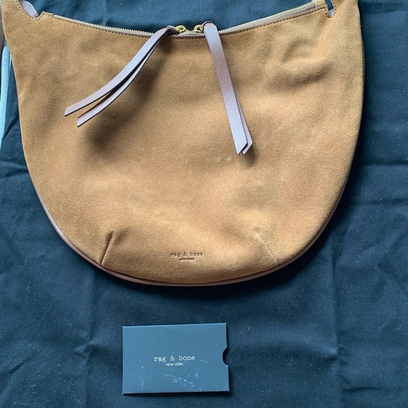 rag & bone Brown Suede Crescent Hobo with Dark Brown Leather Strap - Picture 3 of 9